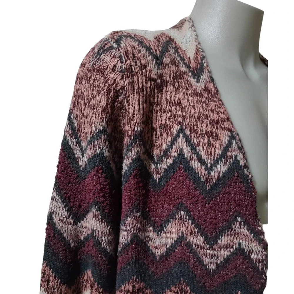 Hannah Cardigan Women's XL Open Front Long‎ Duster Colorful Sweater Side Slits